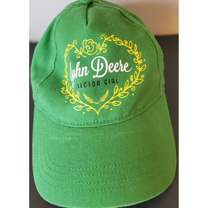 Women's John Deere Green and Yellow Tractor Girl Hat Cap Velcro